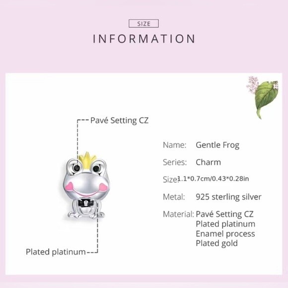 S925 Sterling Silver Gentle Frog Charm - Picture 4 of 6